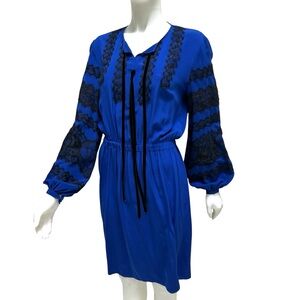 New Andrew GN Royal Blue‎ Dress Lace Silk Boho Coachella Festival Concert France